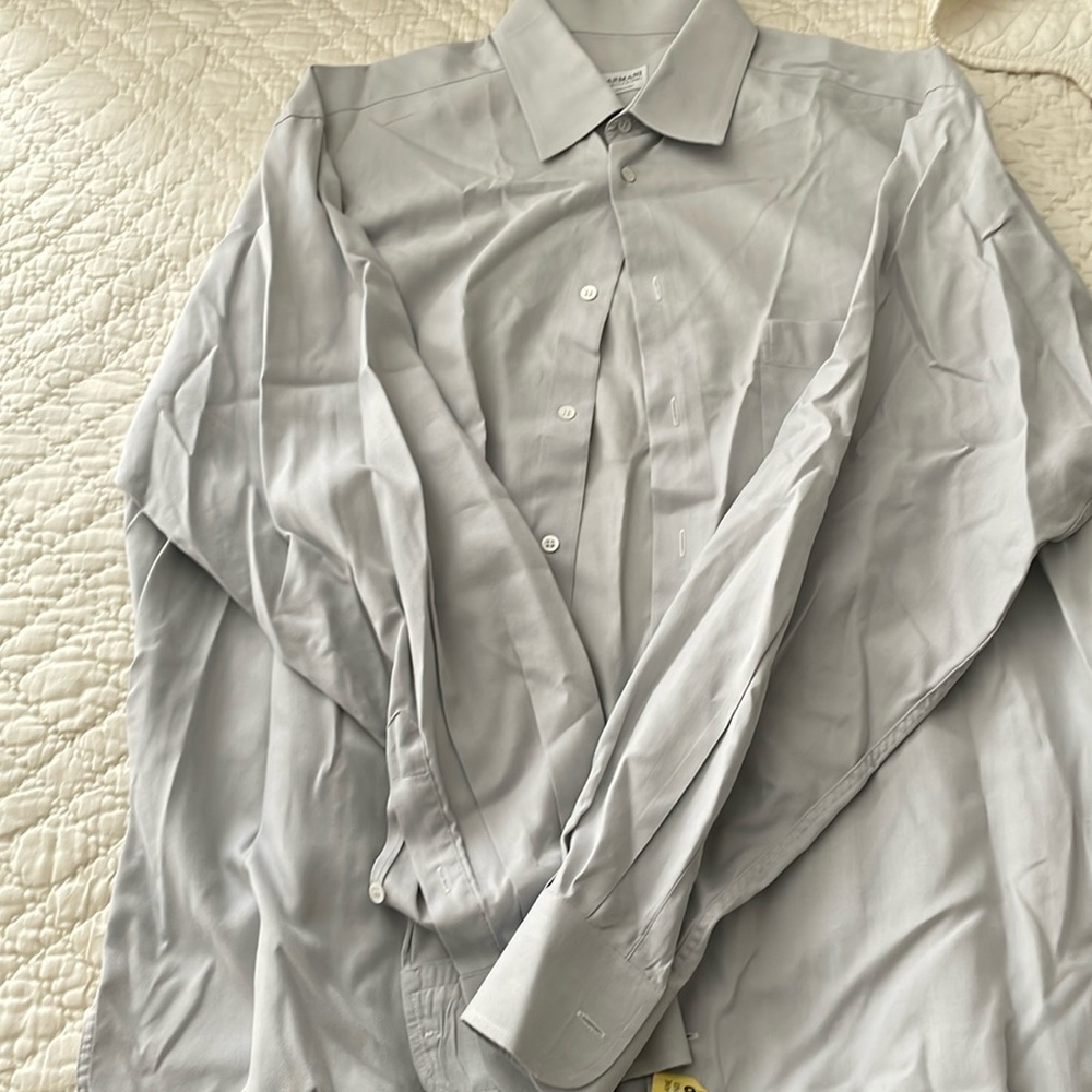 Armani gray button down size L